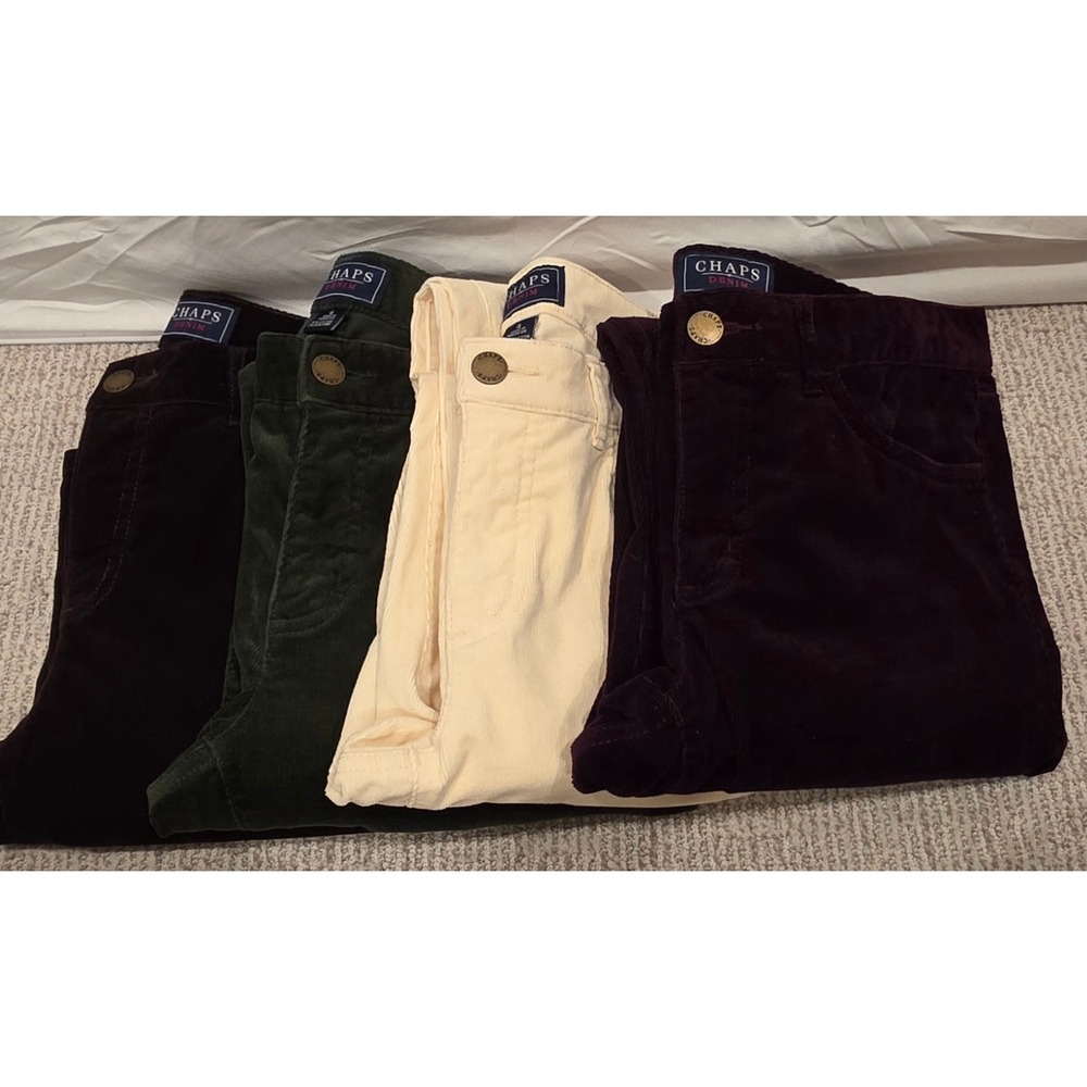 Chaps Denim Womens Corduroy Pants Straight Leg Cotton Stretch Size 4 Lot of 4